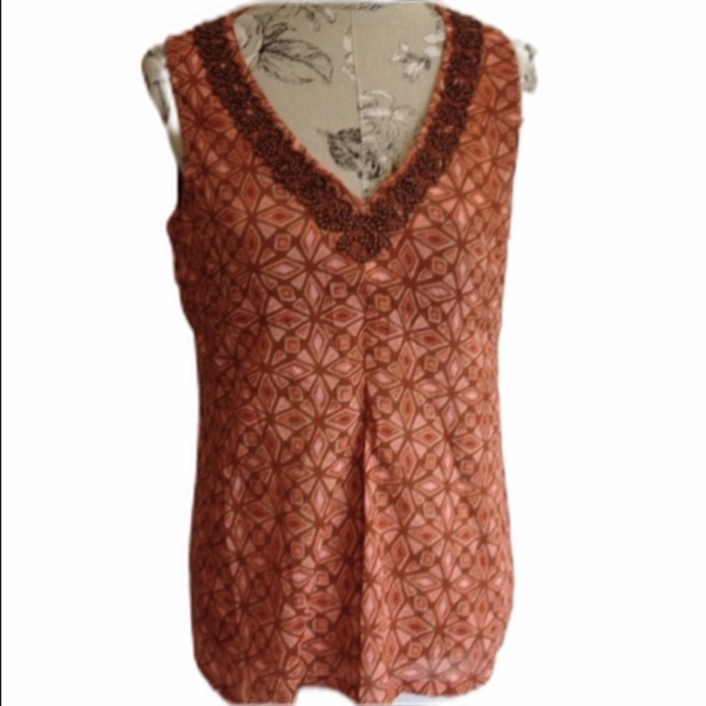 *tommy Bahama Orange Embellished Top S